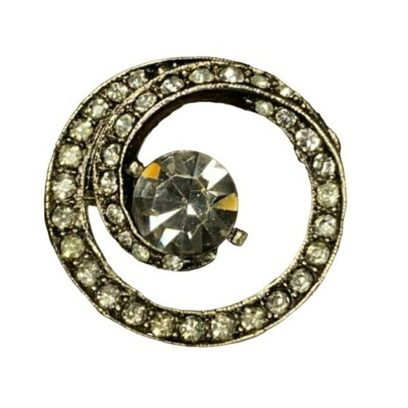 Gorgeous Vintage Signed ART Gold tone and Rhinestone Swirl Wreath Brooch Art Dec - Picture 2 of 4